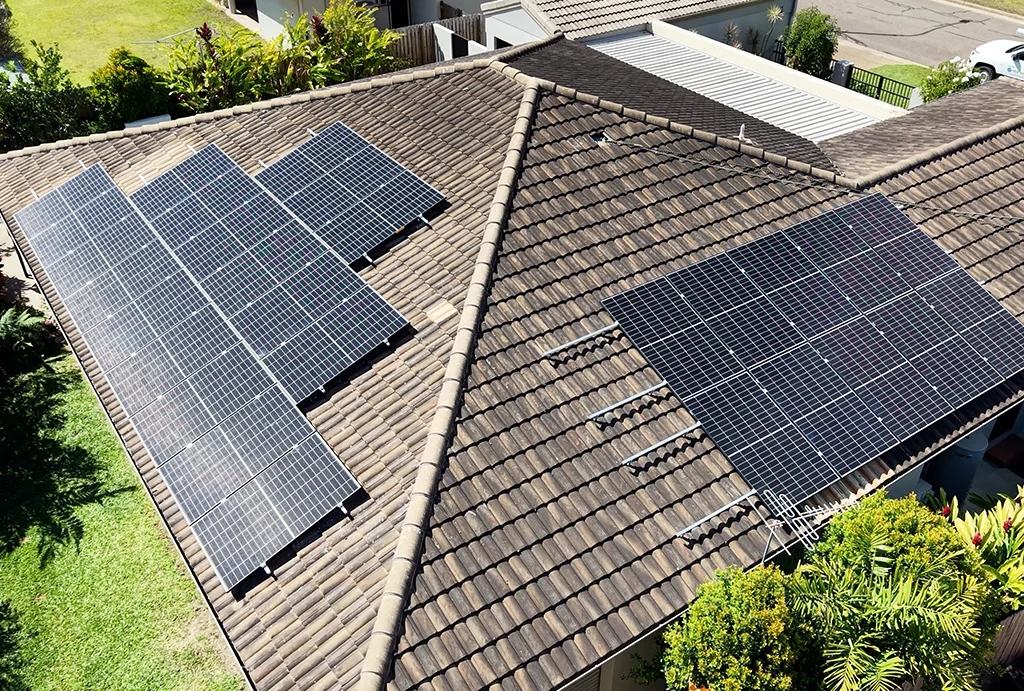 Aerial photo of a True North Solar residential installation